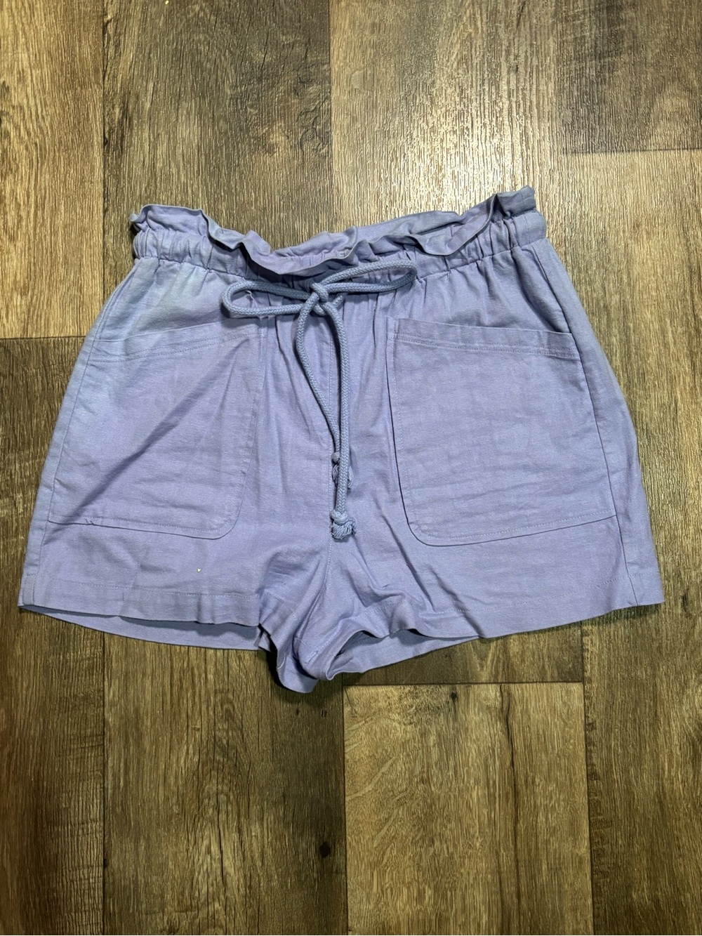 Universal Thread Women's Lavender Drawstring Linen Paperbag Waist Shorts- small